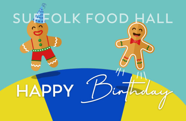 Gift Card with two gingerbread figures and HAPPY BIRTHDAY text—an ideal backdrop for cheerful gifting.