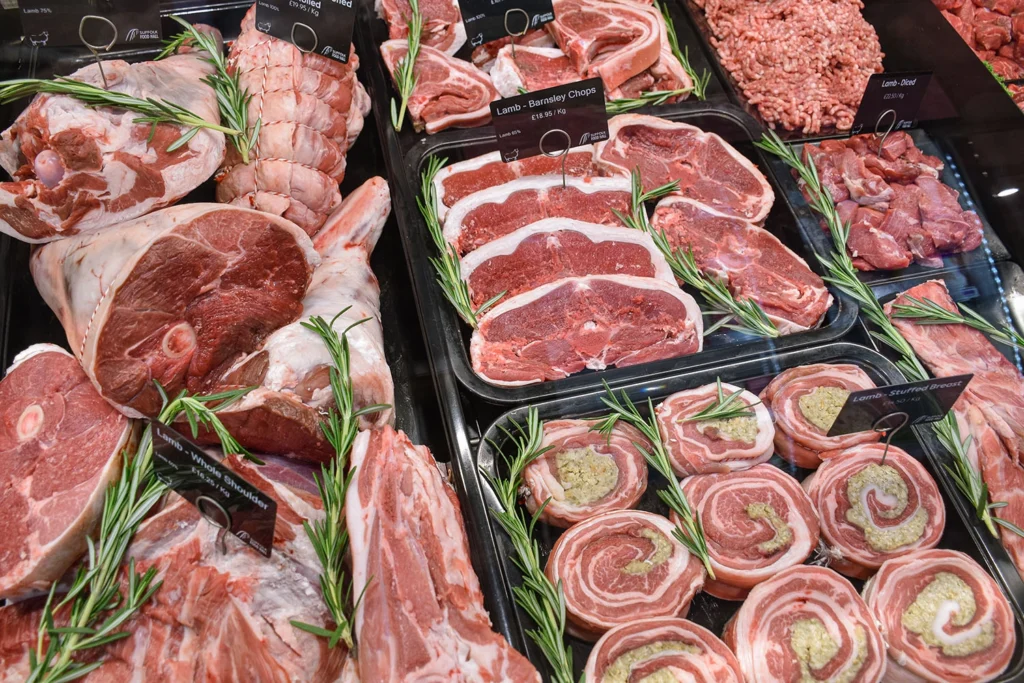 Butchery counter at the Suffolk Food Hall